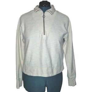 Sweaty Betty Rest Up Half Zip Pullover Preppy Mom Size 6 In Lily White (Ivory)